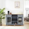 Farmhouse Buffet Cabinet, Sideboard with 2 Drawers and Elegant Glass Door Cabinets, Wine and Glass Rack, Coffee Bar for Kitchen, Dining Room - 3 of 4