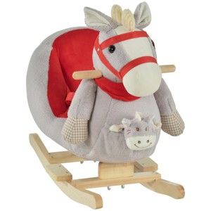 SEVOBAL Toy Vehicles Kids Rocking Horse with Lullaby Song Hand Puppets Soft Plush Fabric, Gray, 23.5"*13.75"*19" - 1 of 4
