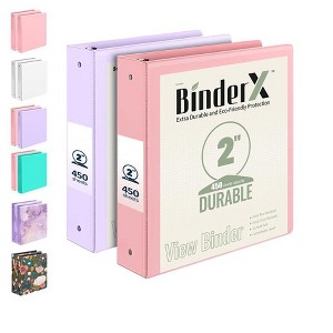 Itopfox 2 Pack Extra Durable 3 Ring Binder, 2 Inch Round Ring Holds 900 Sheets Customizable Cover with Inside Pockets, Cute School Supplies for Girls - 1 of 4