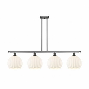 White Venetian - 4 Light Stem Hung Island In Modern Style-12.25 Inches Tall and 48.25 Inches Wide - 1 of 1