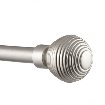 Matte Silver Adjustable Curtain Rod with Sphere Finials