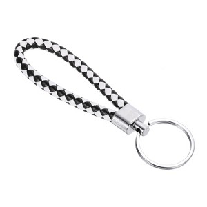 Unique Bargains Braided Leather Car Wallet Keychain with Stainless Steel Key Ring - 1 of 3