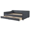 Full Size Daybed with Drawers Polyester Tufted Sofa Bed, with Button on Back and Piping on Waved Shape Arms-Dark Gray - 3 of 4