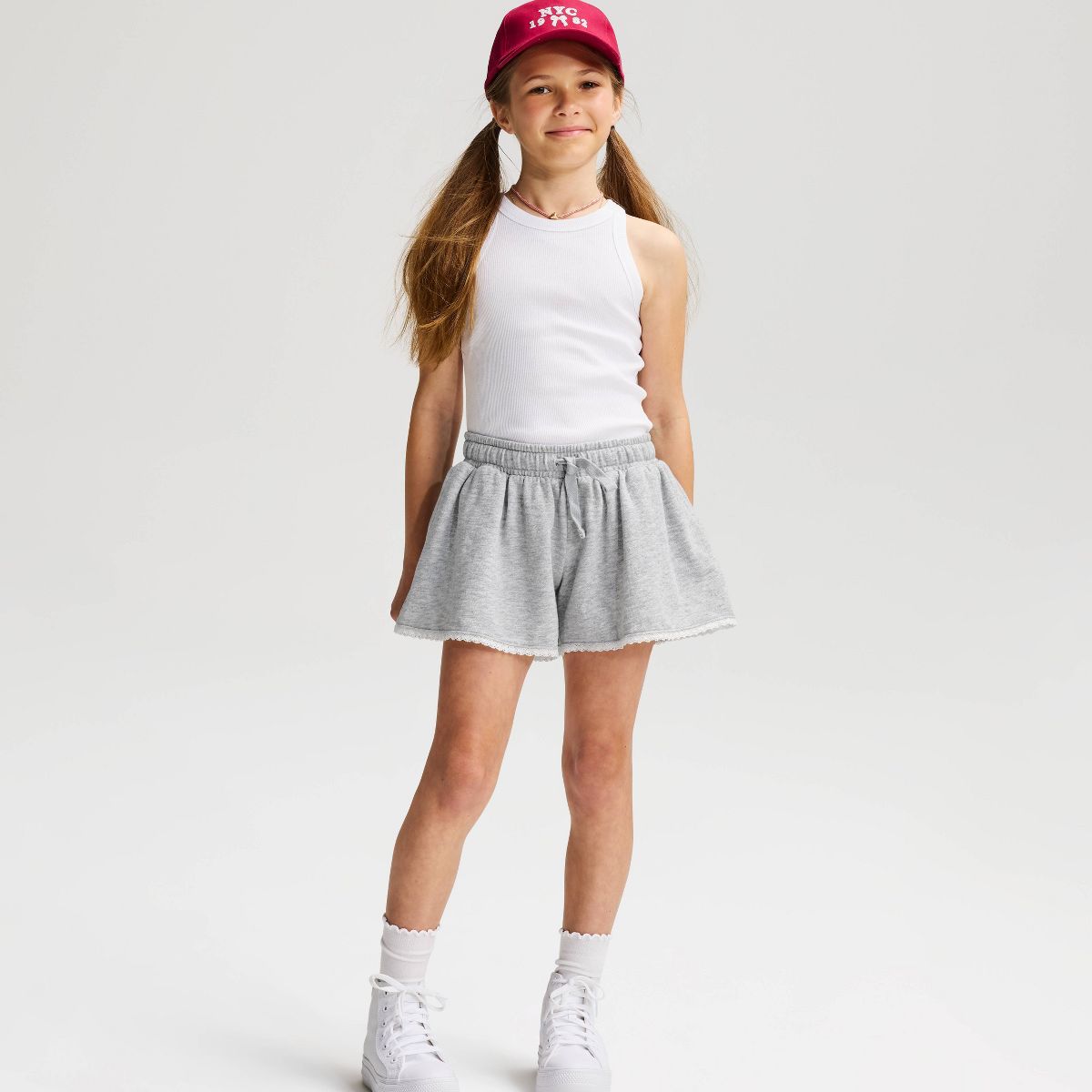 Girls' Lace Trim Knit Pull-On Shorts - Cat & Jack™ - thumbnail 8