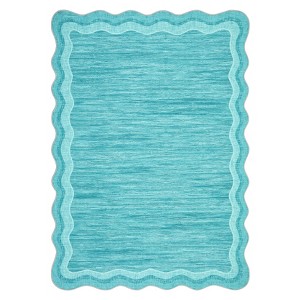 Washable Scalloped Rugs for Living Room Bedroom, Modern Solid Non Slip Rugs for Nursery Room Kids Room, Large Low Pile Carpet for Dining Room - 1 of 4