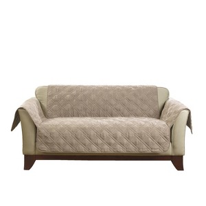 Microfiber Pet Loveseat Furniture Cover Sable - Sure Fit: Quilted Protector, Non-Slip, Machine Washable - 1 of 3