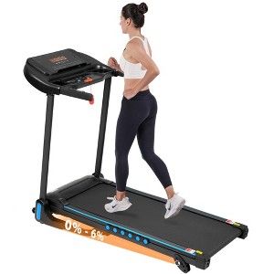 Sevobal Home Gym Equipment Folding Treadmill with Pulse Sensor Walking Jogging Machine 3 Level Incline 12 Preset Programs, Black, 55.5"*24.2"*41.5" - 1 of 4
