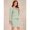 Allegra K Women's Business Suit Collared Button Down Blazer and Pencil Work Skirt Set 2 Pcs - 3 of 4