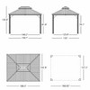 PURPLE LEAF Outdoor Gazebo Aluminum Frame Galvanized Steel Double Roof Patio Hardtop Gazebo with Curtains and Netting for Patio Lawn and Garden, Grey - 2 of 4