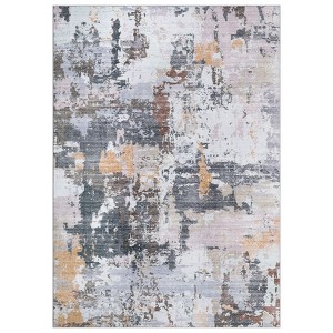 Washable Modern Abstract Rug Non Slip Low Pile Rug Soft Contemporary Throw Floor Cover Foldable Indoor Carpet for Living Room Bedroom Playroom - 1 of 4