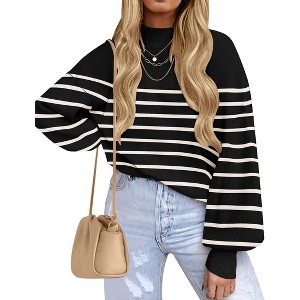 Zeagoo Sweaters for Women Fall Fashion 2025 Trendy Long Sleeve Turtleneck Pullover Lantern Knit Sweater Tops - 1 of 4