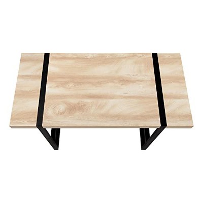 48" Light Wood and Black Metal Industrial Computer Desk