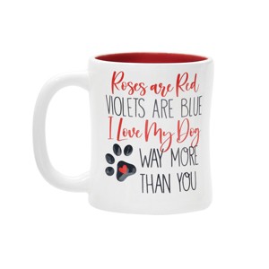 C&F Home 16 oz. Valentine's Day "Roses Are Red Violets Are Blue I Love My Dog Way More Than You" Pawprint Ceramic Coffee Tea Hot Chocolate Mug - 1 of 4