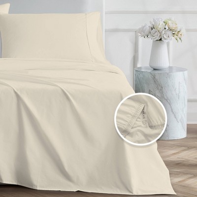 Ivory Full 600 Thread Count Cotton Sateen Sheet Set