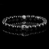 Crucible Men's Skull with Matte and Polished Onyx Stone Beads Stretch Bracelet (8mm) - 3 of 4