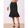 INSPIRE CHIC Women's High Waist Fishtail Ruffle Denim Jean Skirt - 3 of 4