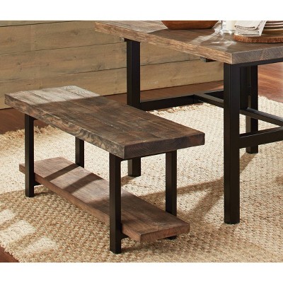 Pomona Rustic Industrial Solid Pine and Metal Bench with Storage