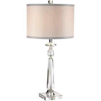 Vienna Full Spectrum Aline 26 1/2" Tall Traditional Table Lamp Clear Crystal Single Gray Shade Living Room Bedroom Bedside Nightstand House Office