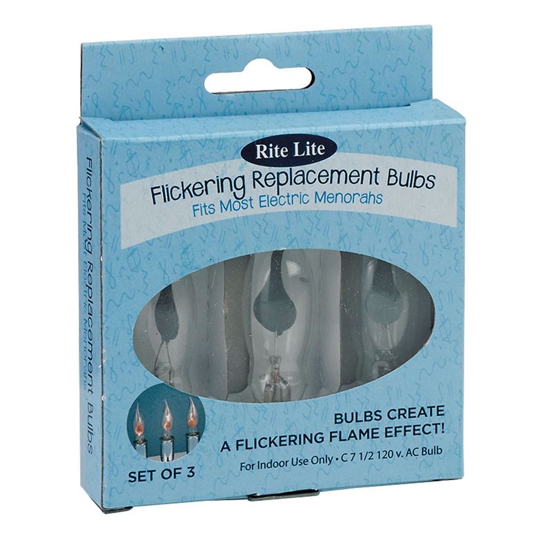 Rite Lite 3ct Flickering Electric Hanukkah Clear C7 Menorah Replacement Bulbs, 3 of 4