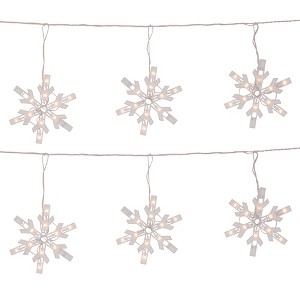 Northlight 100 Clear Twinkling Snowflake Icicle Christmas Lights - 8.6 ft White Wire - 1 of 4