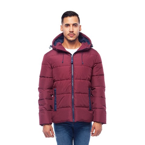 Мужские куртки Rokka&Rolla Men's Heavy Winter Coat Thermal Heat Puffer Jacket-Burgunday, size Small