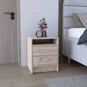 Lyngins Modern 2-Drawer Nightstand, Small Side Table with Metal Handles, End Table for Living Room, Side Table for Bedroom, Compact Storage Side Table - 1 of 4