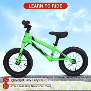 12-inch Balance Bike, Toddler Bike Training, Adjustable Padded Seat and Handlebars, Lightweight Pedal-Free Bike, Aluminum Frame, Ages 3-7 - 1 of 4