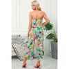 Amaryllis Women's Strapless Ruffle Hem Jumpsuit Smocked Waist Wide Leg Flowy One-Piece Effortless Outfit - 2 of 4