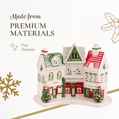 Festive Ceramic LED Lighted Christmas Village Shoppes Decoration