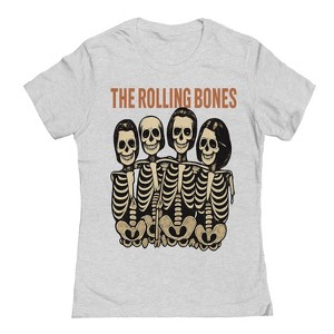 Rerun Island Women The Rolling Bones Skeletons Short Sleeve Graphic Cotton T-Shirt - 1 of 4