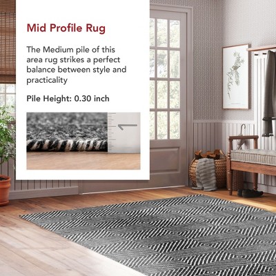 Black Geometric Wool and Cotton Runner Rug, 2' 6" x 6'