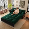 TiramisuBest 74.8" Queen Pull Out Sofa Bed, 3-in-1 Convertible Sleeper Tufted Velvet Loveseat with 2 Pillows, Multi-Functional Couch，Blue - 2 of 4