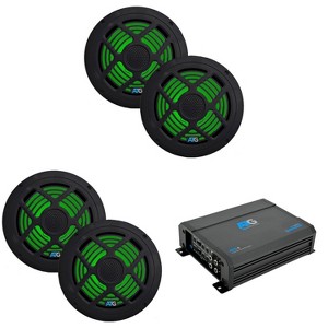 ATG 1000 Watt RMS Full Range Compact Marine 4 Channel Amplifier with (2) Pair 8" RGB Black Marine Speakers - 1 of 4