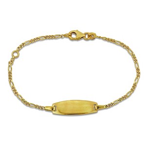 EVERLY JEWELRY | 14K Yellow Gold 1.5mm Figaro Link Chain Oval ID Bracelet, 4.5 inc + 1 inc - 1 of 4