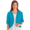 Collections Etc Open-Front Stitched Short Sleeve Shrug, Lightweight Layer Piece with Scalloped Trim - 3 of 3