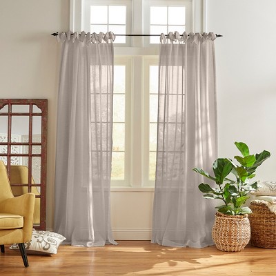 Vienna Tie-top Sheer Cottagecore Single Window Curtain Panel Panel - 52 ...