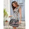 Clearlove Women's Summer Wrap V Neck Bohemian Floral Print Ruffle Swing A Line Beach Mini Dress - 2 of 4