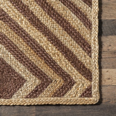 Brown and Beige Jute Art Deco 9' x 12' Area Rug