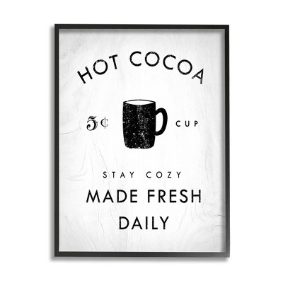 Stupell Industries Vintage Style Hot Cocoa Sign Minimal Winter Design