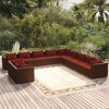 vidaXL - Trendy 11 Piece Patio Lounge Set with Cushions, Brown Poly Rattan, Modular Design, Comfortable Outdoor Furniture, Easy to Maintain - 2 of 4
