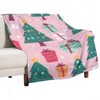 FIONECA Sweet Christmas Blanket with Heart Decorated Tree and Gift Box Pattern Pink Background 30x40 inches - 2 of 4