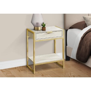 Gulches Contemporary Accent Table: Elegant Marble Look with Gold Accents - 1 of 4