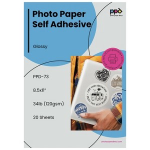 PPD Glossy Printable Sticker Paper 8.5x11" 20 sheets 120 gsm for Inkjet Printers - 1 of 4