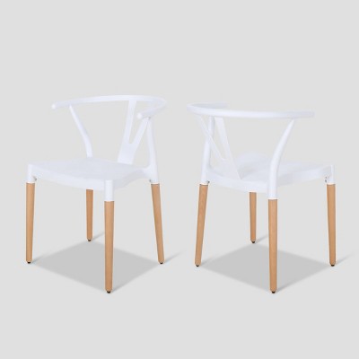 Set of 2 Mountfair Modern Dining Chairs White - Christopher Knight Home: Polypropylene Upholstered, Hardwood Frame