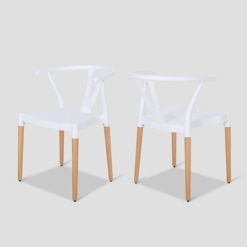 Set Of 2 Mountfair Modern Dining Chairs White Christopher Knight Home Polypropylene Upholstered Hardwood Frame Target