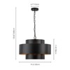 Rennnsan Wynleyne 19"W 7-Light Drum Gold Foile Industrial Dimmable Chandelier in Black - 3 of 4
