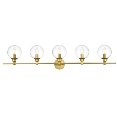 Elegant Lighting Jaelynn 5 light Brass and Clear Bath Sconce