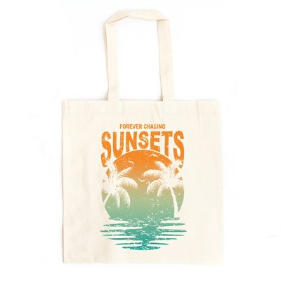 City Creek Prints Chasing Sunset Vintage Canvas Tote Bag - 15x16 - Natural