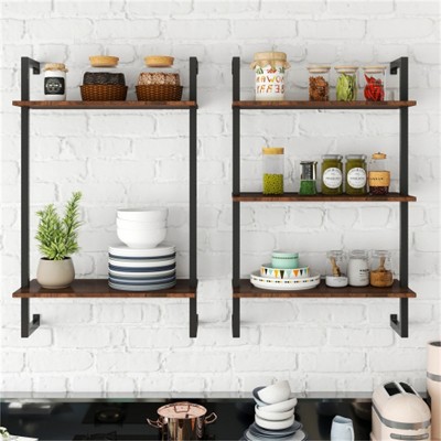 SKRAN 5-Piece Metal and Wood Bathroom Shelves Set, Multi-functional Hanging Storage for Home Organization