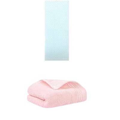 REGALWOVEN Solid Stripe Pattern Bathroom Face Hand Towels 14" x 30"/13" x 30" 2 Pcs